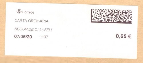 Etiqueta térmica digital. Nuevo Correos. Segur de Calafell. Carta ordinaria. 2020-05-07. 11.07. 4,1x10. 0,65 euros.jpg