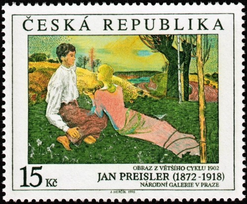 República Checa, 1998, Arte. Jan Preisler, &quot;Imagen de un ciclo mayor&quot;. Sello diseñado y grabado por Josef Herčík. Impresión en calcografía desde 5 planchas planas diferentes