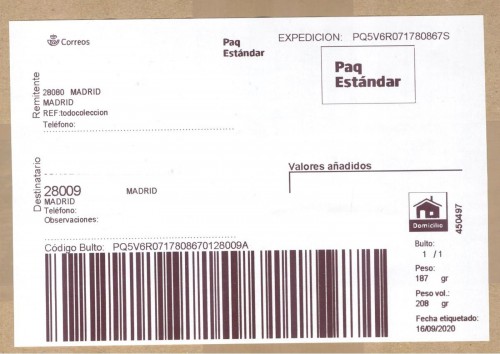 Etiqueta Grande. Nuevo Correos. Paq Estándar. No indica (Madrid, sin precisar). 450497. Domicilio. Sin franqueo. 10x14,7. 2020-09-16. Baja.jpg