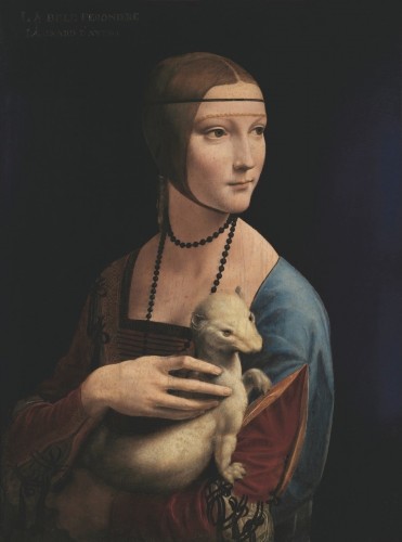 &quot;La dama del armiño&quot;, pintura atribuida a Leonardo da Vinci; óleo y temple sobre tabla, 54.8 x 40.3 cm