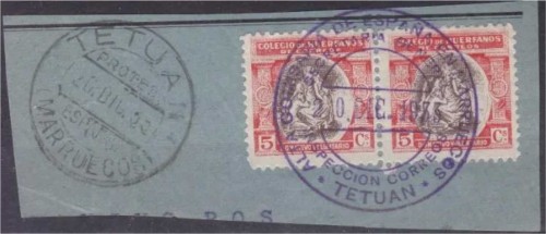 Benéfico Correos Matasellos Inspección Correos Marruecos TETUAN . Fragmento.jpg