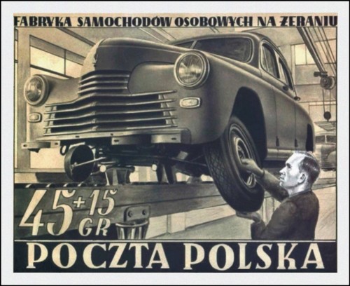 Diseño original del sello polaco de 1952 con el perfil del obrero rectificado a última hora por Slania. Imagen procedente del libro “Czesław Słania II”, de Zygmunt K. Jagodziński