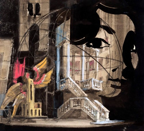 Ladislav Vychodil, &quot;Leoš Janáček: El caso Makropulos&quot;; lápiz, tinta y acuarela sobre papel, 48 x 43.5 cm