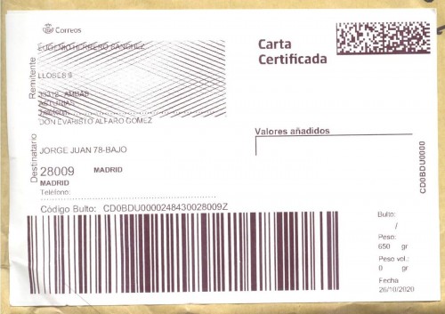 Etiqueta Grande. Nuevo Correos. Carta certificada. No indica (3330006-Villaviciosa). Inicio código. No lleva. 10x14,7. 2020-10-26. Baja.jpg