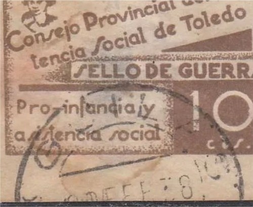 Consejo Provincial Social de Toledo, Sello de Guerra. Pro Infancia, 10 c.jpg