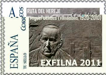 Sello personalizado. Valladolid. 2011. Exfilna 2011. Miguel Delibes.jpg