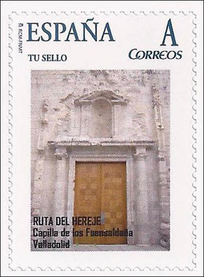 Sello personalizado. Valladolid. 2011. Exfilna 2011. Ruta del Hereje. Reedición. 04. Capilla de los Fuensaldaña.jpg