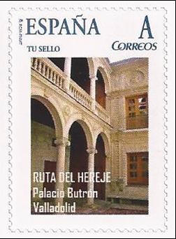Sello personalizado. Valladolid. 2011. Exfilna 2011. Ruta del Hereje. Reedición. 02. Palacio Butrón.jpg