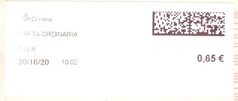 Etiqueta térmica digital. Nuevo Correos. Silla. Carta ordinaria. 2020-10-30. 10.02. 4,1x10. 0,65 euros.jpg