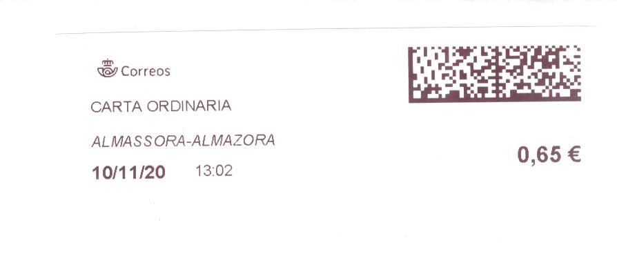 Etiqueta térmica digital. Nuevo Correos. Almassora-Almazora. Carta ordinaria. 2020-11-10. 13.02. 4x10. 0,65 euros.jpg