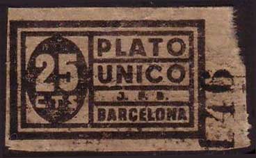 25 cts. Plato único J.P.B. Barcelona.