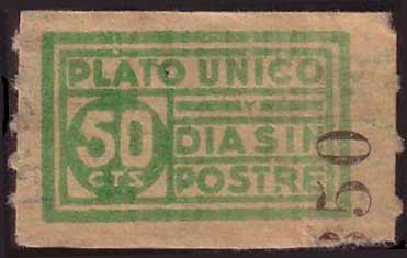 50 cts. Plato Único y Día sin Postre.