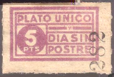 5 ptas. Plato Único y Día sin Postre.