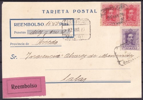 Reembolso tarjeta de Barcelona a Salas. anverso.jpg