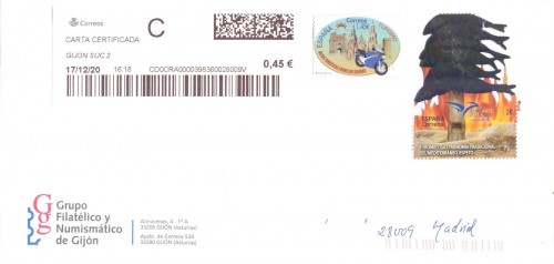 Etiqueta térmica digital. Nuevo Correos. Gijon Suc 2. Carta certificada. 2020-12-17. 16.18. 4,0x10. 0,45 euros. Sobre. Baja.jpg