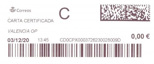 Etiqueta térmica digital. Nuevo Correos. Valencia OP. Carta certificada. 2020-12-03. 13.45. 4,1x10. 0,00 euros.jpg