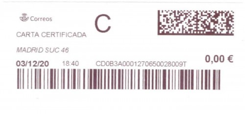 Etiqueta térmica digital. Nuevo Correos. Madrid Suc 46. Carta certificada. 2020-12-03. 18.40. 4x10. 0,00 euros.jpg