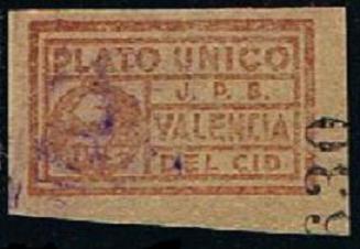 5 ptas. Plato Único J.P.B. Valencia del Cid.