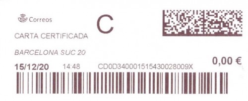 Etiqueta térmica digital. Nuevo Correos. Barcelona Suc 20. Carta certificada. 2020-12-15. 14.48. 4,1x10. 0,00 euros.jpg