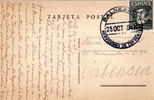 Balnearios. Valencia. Hervideros de Cofrentes. 1948-10-23. Tarjeta postal.jpg