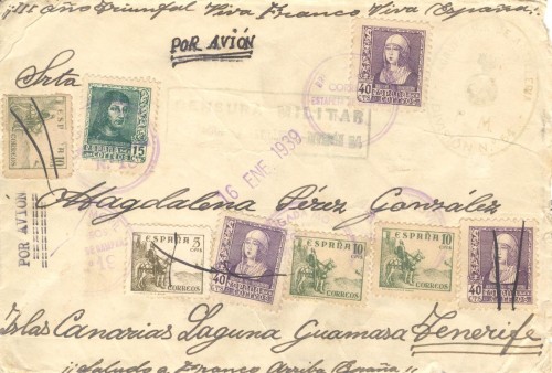 Censura militar. Agrupación de Artilleria - División 54. 1939-01-16. Carta. Anverso.jpg