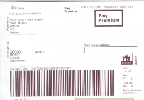 Etiqueta Grande. Nuevo Correos. Paq Premium. No indica (CCP Chamartín, Suc 61, sin precisar). 282952. Domicilio. Sin franqueo. 10x15,1. 2021-02-12. Baja.jpg