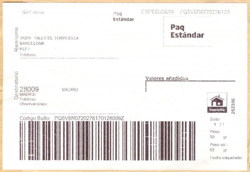 Etiqueta Grande. Nuevo Correos. Paq Estándar. No indica (Valls de Torroella, sin precisar). 262306. Domicilio. Sin franqueo. 10x14,5. 2021-01-08 (aunque no lo indica). Baja.jpg