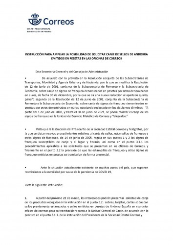 Correos. Canje de sellos. Ampliación para solicitar canje de sellos de Andorra, y otros productos, en oficinas. 2021-03-12_Página_1.jpg