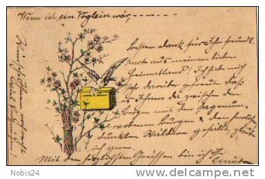 240618 Voegel, Taube wirft Brief in Briefkasten, Prägekarte, o 12.10.1899 Erh. I-II.jpg