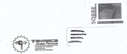 Sobre prefranqueado emision hoja Tayreca - Calatayud.jpg