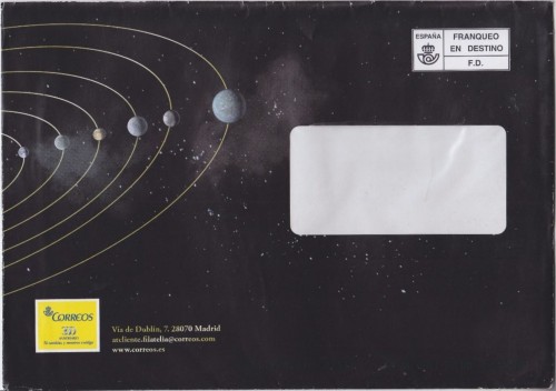 Enveloppe Service Philatélique Espagnol Correos à fenêtre Franchise Postale.jpg