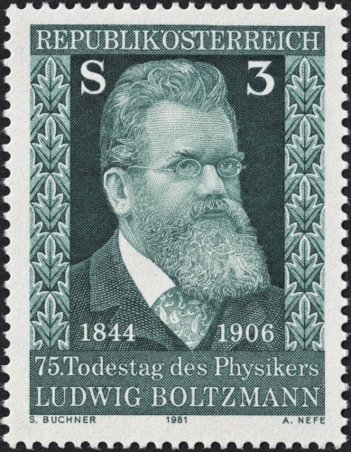 Austria, 1981, Ludwig Boltzmann. Sello diseñado por Sepp Buchner y grabado por Alfred Nefe; impresión en calcografía