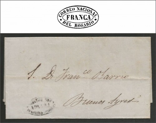 Carta completa circulada a Buenos Aires con fecha 23 de abril de 1858, con marca V. K. n° 5 (negro) 1855/61.