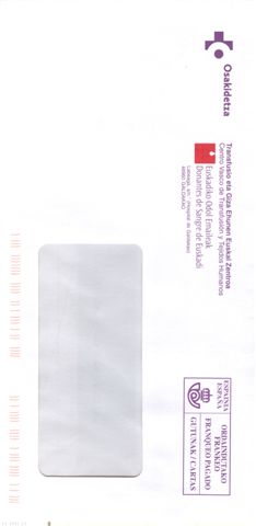 Franqueo Pagado. Centro vasco de Transfusión. Gutinak-Cartas. Ordaindutako Frankeo. Baja.jpg