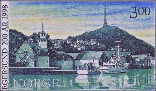 Diseño original y adoptado de Sverre Morken, realizado tomando como base fotografías propias, para el sello de Egersund (Noruega, 1998) que él mismo grabó a buril