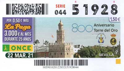 ONCE VIII Centenario de la Torre del Oro de Sevilla