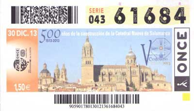 Cupón ONCE 500 años Catedral de Salamanca