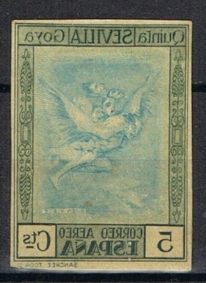 Prueba Papel GOYA 5 Cts 1930. INVERTIDA