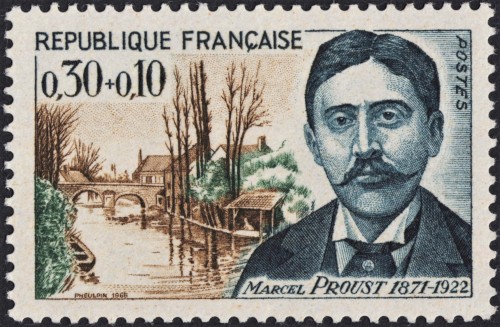 Francia, 1966, Marcel Proust. Sello diseñado y grabado por Jean Pheulpin. Impresión en calcografía