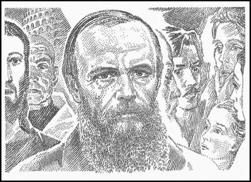 Primera propuesta de diseño de Guéorgui Chichkine para el sello de Dostoyevski emitido por Mónaco en 2021