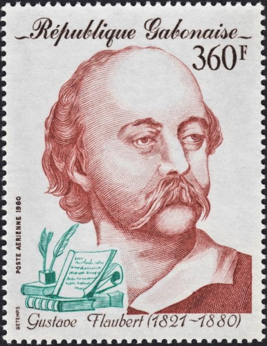República Gabonesa, 1980, Gustave Flaubert. Sello diseñado y grabado por Georges Bétemps. Impresión en calcografía