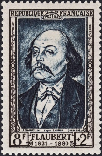 Francia, 1952, Gustave Flaubert. Sello diseñado por Paul Pierre Lemagny y grabado por Charles-Paul Dufresne. Impresión en calcografía