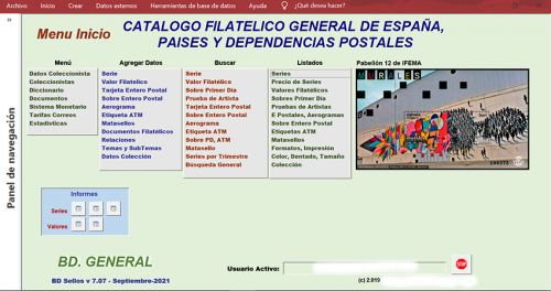 Menú Inicio de la Base de Datos