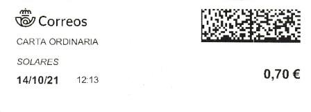 SOLARES (Cantabria) - CARTA ORDINARIA - 14_10_2021.  Tarifas 2021 (hasta 20 grs) - 3971001.jpg