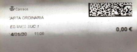 LEGANÉS SUC.1 (Madrid). Carta ordinaria. 14_01_2020. Tarifas 2020 (+20 hasta 50 grs) 0,75€. Sellos.jpg