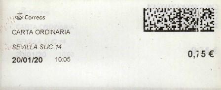 SEVILLA SUC.14. Carta ordinaria. 20_01_2020. Tarifas 2020 (+20 hasta 50 grs) 0,75€.jpg