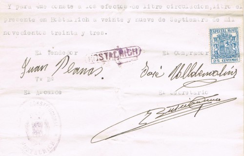 HOSTALRICH lineal año 1933