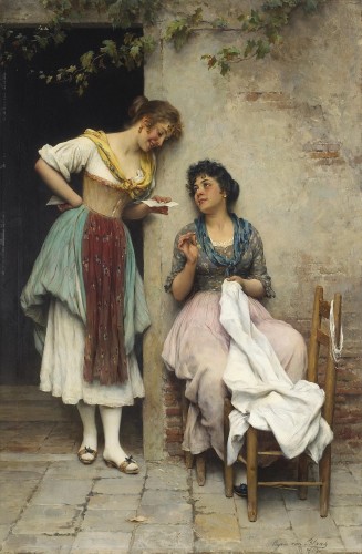z The love letter, oil on panel, 33,25 x 22in (84_4 x 55_9cm), 1897 de Eugene De Blaas.jpg