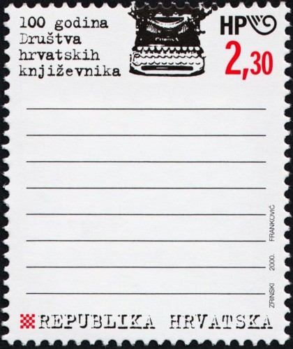Croacia, 2000; Centenario de la Sociedad de Escritores Croatas. Sello diseñado por Orsat Franković. Impresión en offset