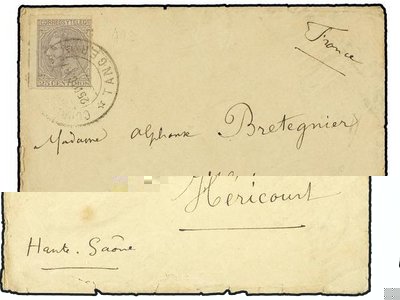 SL ESPAÑA. Ed.204. 1887. TANGER a FRANCIA. 25 cts. gris, mat. CORREO ESPAÑOL TANGER.jpg